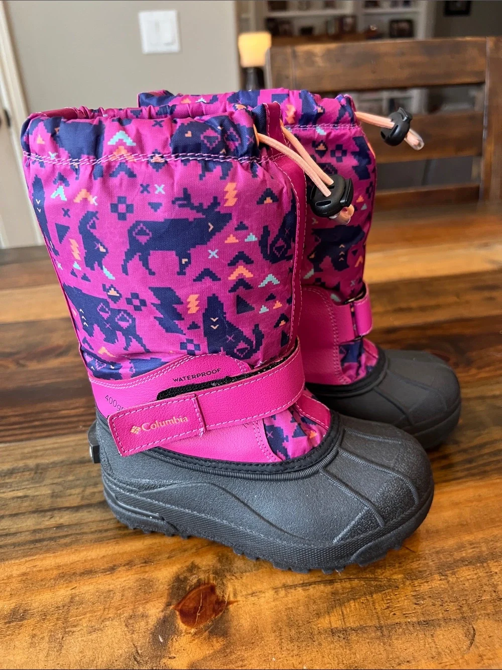 Columbia Kids' Powderbug Forty Print Winter Boots - Wild Fuchsia/Bright Nectar